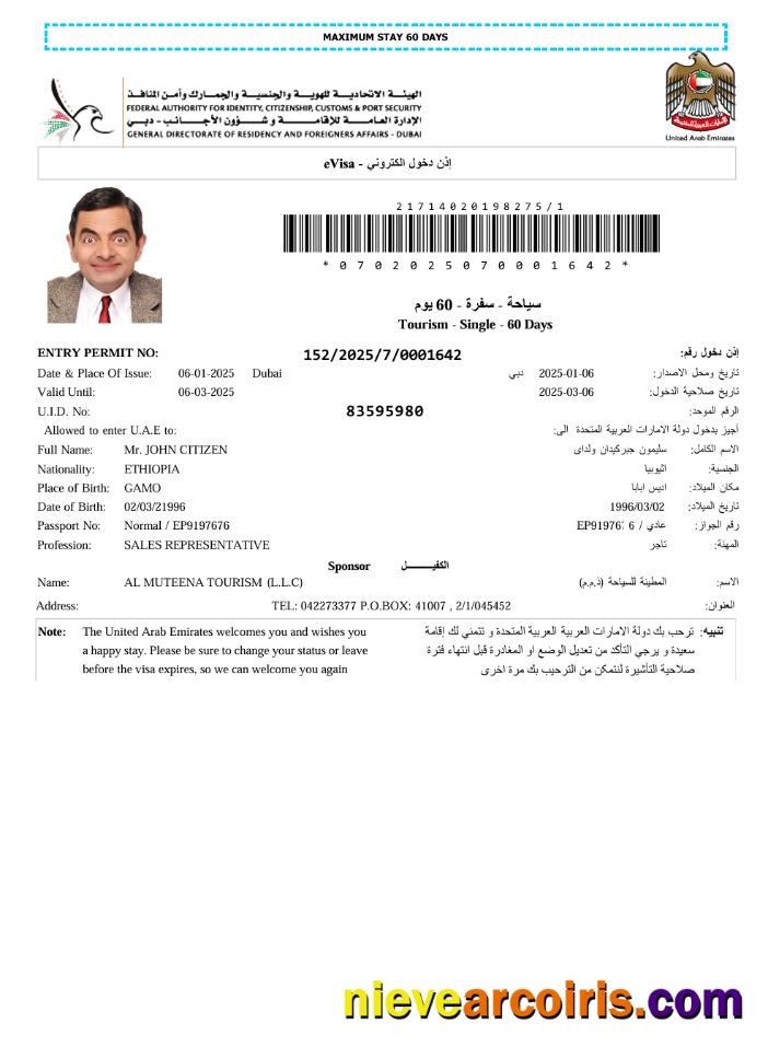 UAE e-visa, version 8